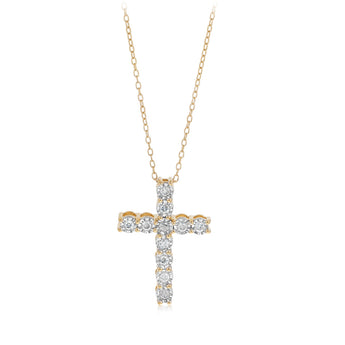 1/5 Carat Diamond Cross Pendant on 46cm Chain in Gold Plated Sterling Silver