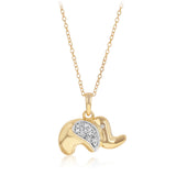 Diamond Elephant Pendant on 46cm Chain in Gold Plated Sterling Silver