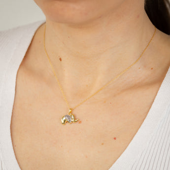 Diamond Elephant Pendant on 46cm Chain in Gold Plated Sterling Silver