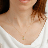 Diamond Butterfly Pendant on 45cm Chain in gold Plared Sterling Silver