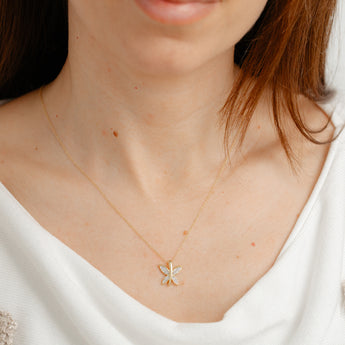 Diamond Butterfly Pendant on 45cm Chain in gold Plared Sterling Silver