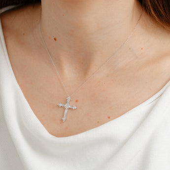 1/5 Carat Diamond Cross Pendant on 45cm Chain in Sterling Silver