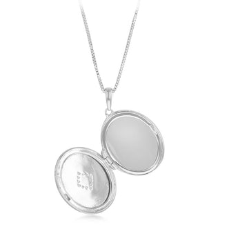 Diamond Locket Pendant on 46cm Chain in Sterling Silver