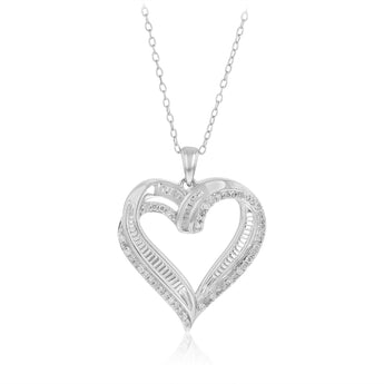 1/6 Carat Diamond Heart Pendant on 45cm Chain in Sterling Silver