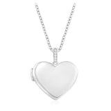 Diamond Locket Heart Pendant  on Chain in Sterling Silver