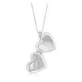 Diamond Locket Heart Pendant  on Chain in Sterling Silver