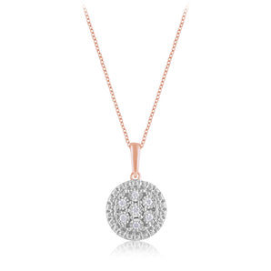 Diamond Pendant in Rose Gold Plated Sterling Silver on 45cm Chain