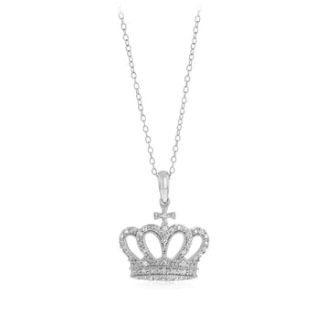 1/10 Carat Diamond Crown Pendant on 45cm Chain in Sterling Silver