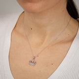 1/10 Carat Diamond Crown Pendant on 45cm Chain in Sterling Silver