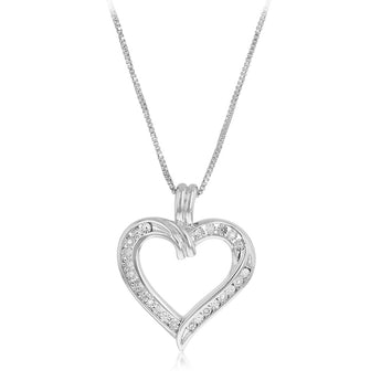 Diamond Heart Pendant in Sterling Silver