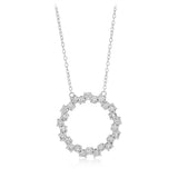 Diamond Circle Pendant on 42cm Chain in Sterling Silver