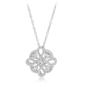 Diamond Pendant on 45cm Chain in Sterling Silver