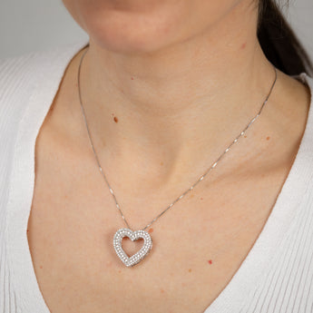 0.95 Carat Diamond Heart Pendant in Sterling Silver