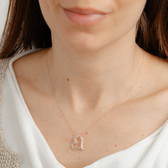 1/5 Carat Diamond Heart Pendant on 46cm Chain in Rose Gold Plated Sterling Silver