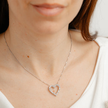 1/4 Carat Diamond Heart Pendant on 45cm Chain in Sterling Silver