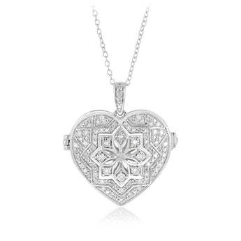 1/5 Carat Diamond Heart LLocket Pendant on 46cm Chain in Sterling Silver