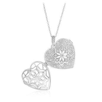 1/5 Carat Diamond Heart LLocket Pendant on 46cm Chain in Sterling Silver