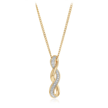 Diamond Pendant on 45cm Chain in Gold Plated Sterling Silver