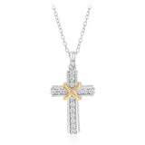 Diamond Cross Pendant On 46cm Chain in Gold Plated Sterling Silver