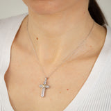 Diamond Cross Pendant On 46cm Chain in Gold Plated Sterling Silver