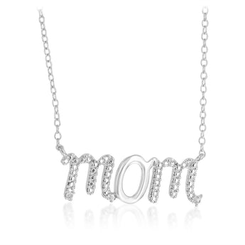 Diamond Mum Pendant on 45cm Chain in Sterling Silver
