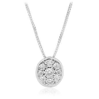 1/10 Carat Diamond Oval Pendant on 40cm Chain in Sterling Silver