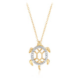Diamond Turtle Pendant on 46cm Chain in Gold Plated Sterling Silver
