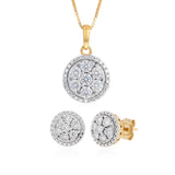 0.45 Carat Diamond Stud Earrings and Pendant on Chain Set in Gold Plated Sterling Silver