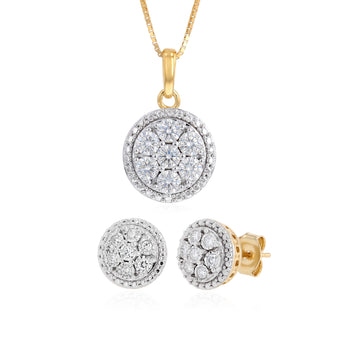 0.45 Carat Diamond Stud Earrings and Pendant on Chain Set in Gold Plated Sterling Silver