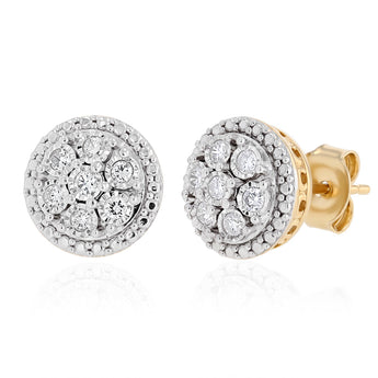 0.45 Carat Diamond Stud Earrings and Pendant on Chain Set in Gold Plated Sterling Silver