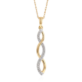 1/5 Carat Diamond Drop Earrings and Pendant Set on 46cm Chainn in Gold Plated Sterling Silver
