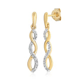 1/5 Carat Diamond Drop Earrings and Pendant Set on 46cm Chainn in Gold Plated Sterling Silver