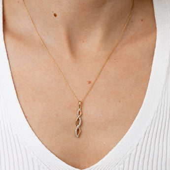 1/5 Carat Diamond Drop Earrings and Pendant Set on 46cm Chainn in Gold Plated Sterling Silver