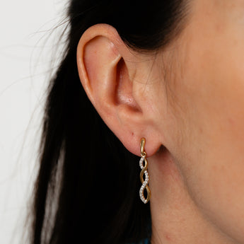 1/5 Carat Diamond Drop Earrings and Pendant Set on 46cm Chainn in Gold Plated Sterling Silver