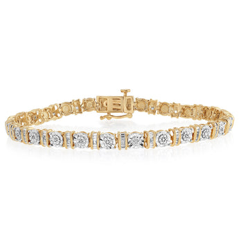 1/5 Carat Diamond 19cm Bracelet in Gold Plated Sterling Silver
