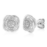 Diamond Stud Earrings in Sterling Silver