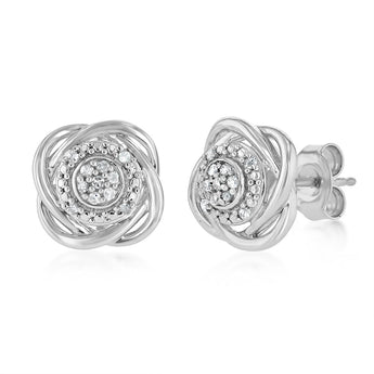 Diamond Stud Earrings in Sterling Silver