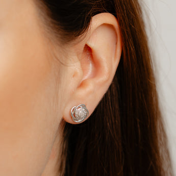 Diamond Stud Earrings in Sterling Silver