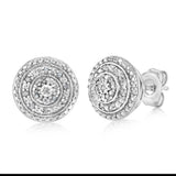 Diamond Stud Earrings in Sterling Silver