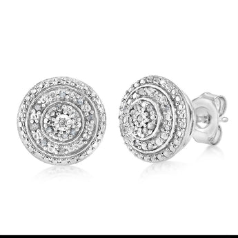Diamond Stud Earrings in Sterling Silver