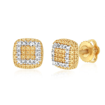 Diamond Stud Earrings in Gold Plated Sterling Silver