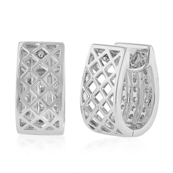 0.95 Carat Diamond Hoop Earrings in Sterling Silver