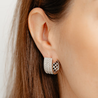 0.95 Carat Diamond Hoop Earrings in Sterling Silver