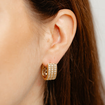 0.95 Carat Diamond Hoop Earrings in Gold Plated Sterling Silver