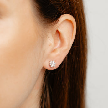 Diamond Star Stud Earrings in Sterling Silver
