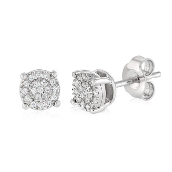 1/10 Carat Diamond Stud Earrings in Sterling Silver