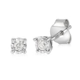 Diamond Stud Earrings in Sterling Silver