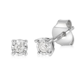 Diamond Stud Earrings in Sterling Silver