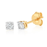 Diamond Stud Earrings in Gold Plated Sterling Silver