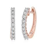 Diamond Hoop Earrings in Rose Gold Plated Sterling Silver